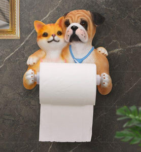 Cat and English Bulldog Love Toilet Roll HolderHome Decor