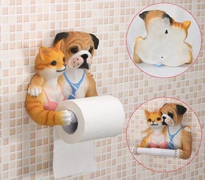 Cat and English Bulldog Love Toilet Roll HolderHome DecorCat and English Bulldog