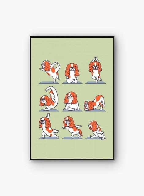 Yoga and Cavalier King Charles Spaniel Love Canvas Print Poster-Home Decor-Cavalier King Charles Spaniel, Dogs, Home Decor, Poster-17.7” Width x 23.6” Height-Cavalier King Charles Spaniel-1