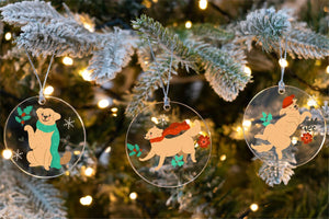 Cheerful Merry Golden Retriever Christmas Tree Ornaments-Christmas Ornament-Christmas, Dogs, Golden Retriever-5