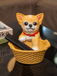 Image of a super cute Chihuahua Christmas ornament in the most helpful Chihuahua holding a basket design