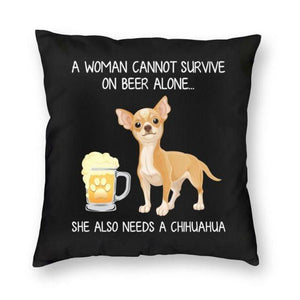 Beer and Chihuahua Mom Love Cushion Cover-Home Decor-Chihuahua, Cushion Cover, Dogs, Home Decor-2