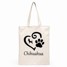 Load image into Gallery viewer, Chihuahua Love Canvas Tote Bags-Accessories-Accessories, Bags, Chihuahua, Dogs-Chihuahua Heart Paw Design-2