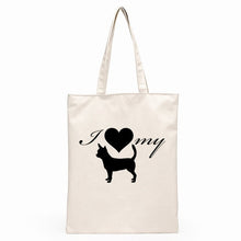 Load image into Gallery viewer, Chihuahua Love Canvas Tote Bags-Accessories-Accessories, Bags, Chihuahua, Dogs-I Heart My Chihuahua Silhouette-3