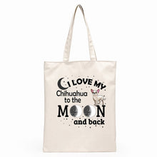 Load image into Gallery viewer, Chihuahua Love Canvas Tote Bags-Accessories-Accessories, Bags, Chihuahua, Dogs-Chihuahua to the Moon and Back-4