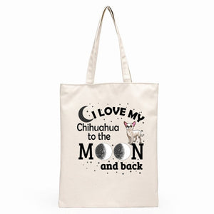 Chihuahua Love Canvas Tote Bags-Accessories-Accessories, Bags, Chihuahua, Dogs-Chihuahua to the Moon and Back-4