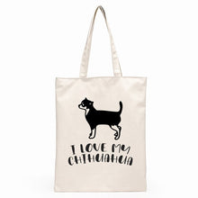 Load image into Gallery viewer, Chihuahua Love Canvas Tote Bags-Accessories-Accessories, Bags, Chihuahua, Dogs-I Love My Chihuahua-5