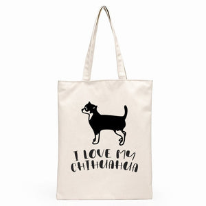 Chihuahua Love Canvas Tote Bags-Accessories-Accessories, Bags, Chihuahua, Dogs-I Love My Chihuahua-5