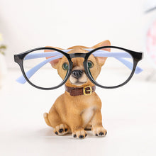 Load image into Gallery viewer, Image of an adorable Chihuahua glasses holder wearing glasses