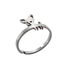 Load image into Gallery viewer, Image of a silver Chihuahua ring