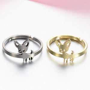 Image of two Chihuahua rings in Gold and Silver