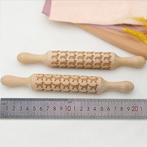 image of dog rolling pin next to a scale for sizing