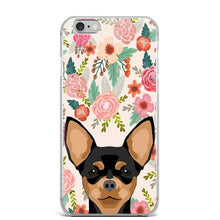 Load image into Gallery viewer, Image of a Chihuahua iPhone case featuring a cute Chihuahua in bloom phone design, made of soft silicone