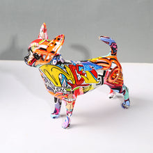 Load image into Gallery viewer, Image of a multicolor graffiti design Chihuahua statue in Blend A