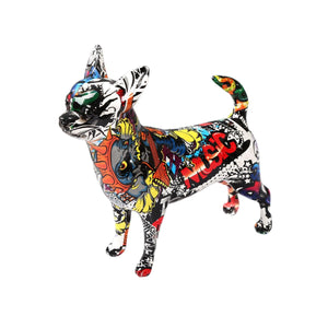 Image of a multicolor graffiti design Chihuahua statue in Blend B