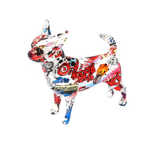 Load image into Gallery viewer, Image of a multicolor graffiti design Chihuahua statue in Blend C