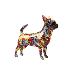 Image of a multicolor graffiti design Chihuahua statue in Blend F