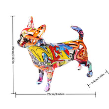 Load image into Gallery viewer, Image of the size of a multicolor graffiti design Chihuahua statue