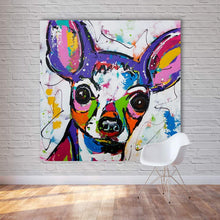 Load image into Gallery viewer, Image of a stunning Chihuahua painting on a wall, featuring a hand-painted &#39;spray paint effect&#39; on canvas