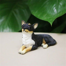 Load image into Gallery viewer, Image of a beautiful sitting Chihuahua figurine in the color Black Tri