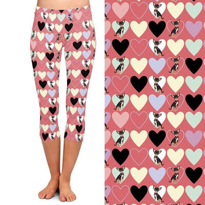 Chihuahuas and Hearts Print Pink LeggingsApparel