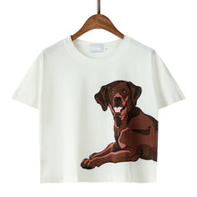 Load image into Gallery viewer, Chocolate Labrador Mom Crop Top and Shorts Sleeping Set-Apparel-Apparel, Chocolate Labrador, Dogs, Labrador, Pajamas-2