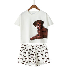 Load image into Gallery viewer, Chocolate Labrador Mom Crop Top and Shorts Sleeping Set-Apparel-Apparel, Chocolate Labrador, Dogs, Labrador, Pajamas-8