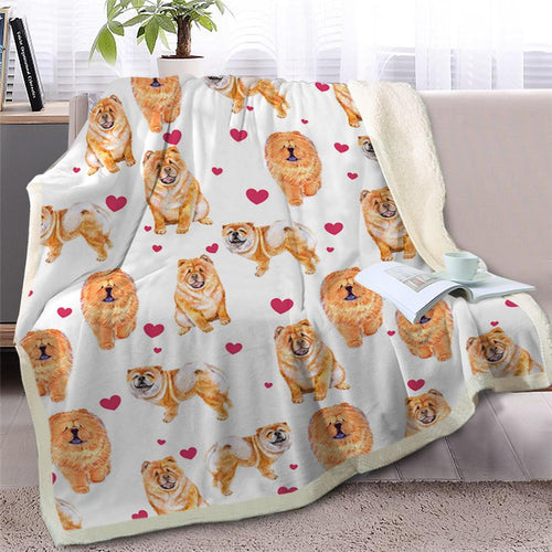 Image of a chow chow blanket in cutest infinite Chow Chows with hearts design