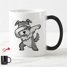 Load image into Gallery viewer, Image of a cutest color-changing Schnauzer mug in a dabbing Schnauzer design