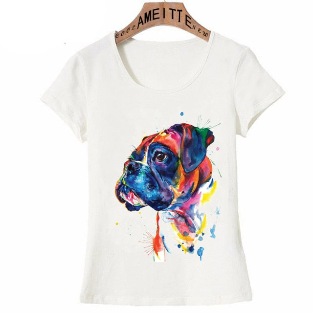 Colorful Boxer Love Womens T Shirt-Apparel-Apparel, Boxer, Dogs, Shirt, T Shirt, Z1-XXXL-1