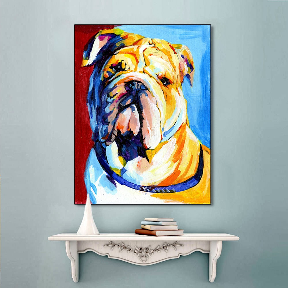 Colorful English Bulldog Love Canvas Print Poster-Home Decor-Dogs, English Bulldog, Home Decor, Poster-8” x 10” inches or 20 x 25 cm-2