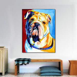Colorful English Bulldog Love Canvas Print Poster-Home Decor-Dogs, English Bulldog, Home Decor, Poster-1