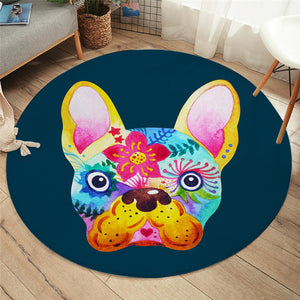 Colorful French Bulldog Love Round Floor Rug-Home Decor-Dogs, French Bulldog, Home Decor, Rugs-2