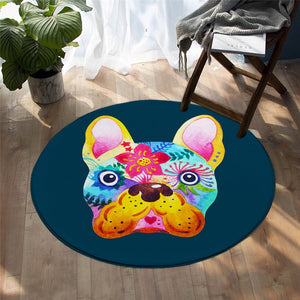 Colorful French Bulldog Love Round Floor Rug-Home Decor-Dogs, French Bulldog, Home Decor, Rugs-6
