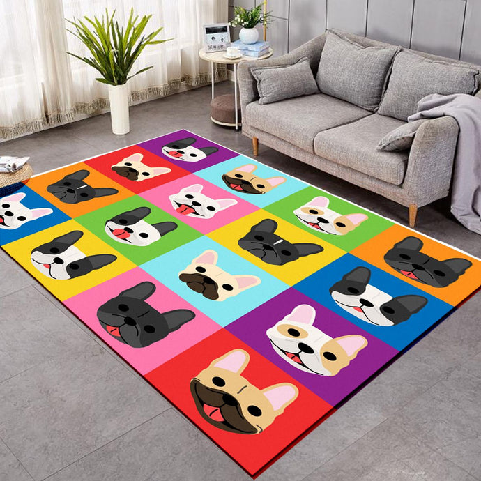 Colorful French Bulldogs Love Floor Carpet-Home Decor-Dogs, French Bulldog, Home Decor, Rugs-Medium-1