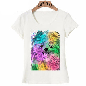 Colorful Pomeranian Love Womens T Shirts-Apparel-Apparel, Dogs, Pomeranian, T Shirt, Z1-Design 2-S-2