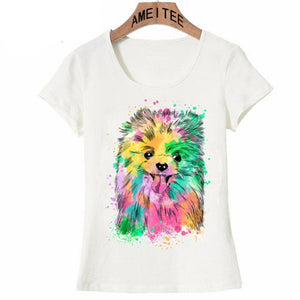 Colorful Pomeranian Love Womens T Shirts-Apparel-Apparel, Dogs, Pomeranian, T Shirt, Z1-Design 1-S-1