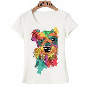 Colorful Schnauzer Love Womens T Shirt-Apparel-Apparel, Dogs, Schnauzer, T Shirt, Z1-2