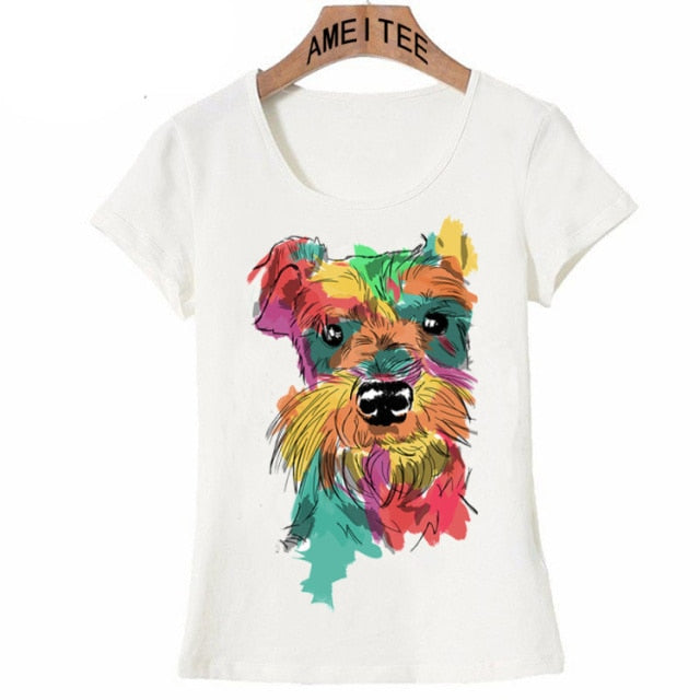 Colorful Schnauzer Love Womens T Shirt-Apparel-Apparel, Dogs, Schnauzer, T Shirt, Z1-S-1