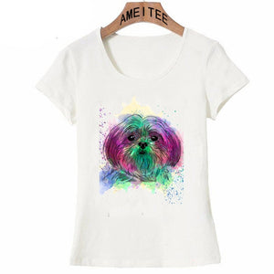 Colorful Shih Tzu Love Womens T Shirts-Apparel-Apparel, Dogs, Shih Tzu, Shirt, T Shirt, Z1-7