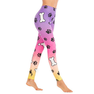 Colourful Paws and Bones Print Women’s LeggingsApparel