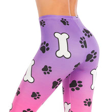 Load image into Gallery viewer, Colourful Paws and Bones Print Women’s LeggingsApparel