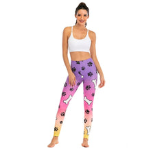 Load image into Gallery viewer, Colourful Paws and Bones Print Women’s LeggingsApparel