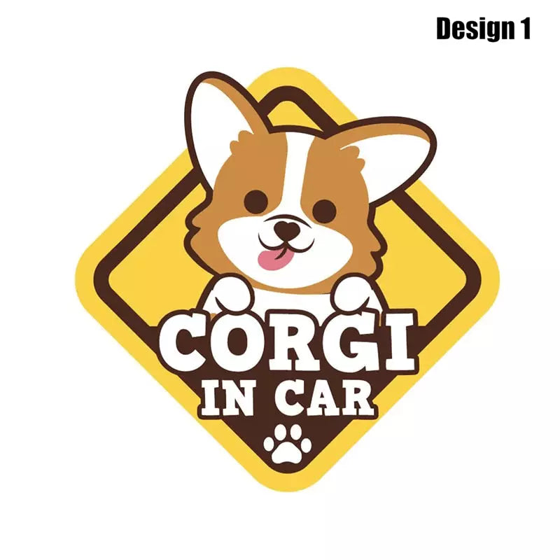 Image of Corgi car sticker in the cutest Corgi in Car loving design 1