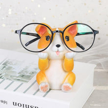 Load image into Gallery viewer, Image of a Corgi glasses holder in super cute Corgi wearing wearing glasses design