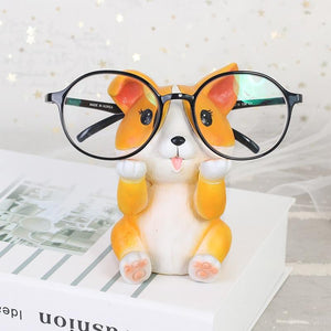 Image of a Corgi glasses holder in super cute Corgi wearing wearing glasses design