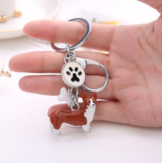 Corgi Love 3D Metal Keychain-Key Chain-Accessories, Corgi, Dogs, Keychain-Corgi-1