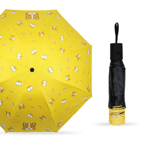 Corgi Love Foldable Parasol Umbrella-Accessories-Accessories, Corgi, Dogs, Umbrella-Yellow-3