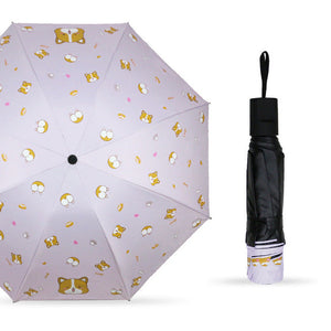 Corgi Love Foldable Parasol Umbrella-Accessories-Accessories, Corgi, Dogs, Umbrella-Pink-5
