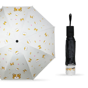 Corgi Love Foldable Parasol Umbrella-Accessories-Accessories, Corgi, Dogs, Umbrella-White-7
